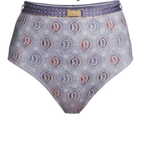 NWT$225 ZIMMERMANN Vitali High-Waist Halter Bikini Paisley Bottom Brief 2 (6-8) - Picture 4 of 16